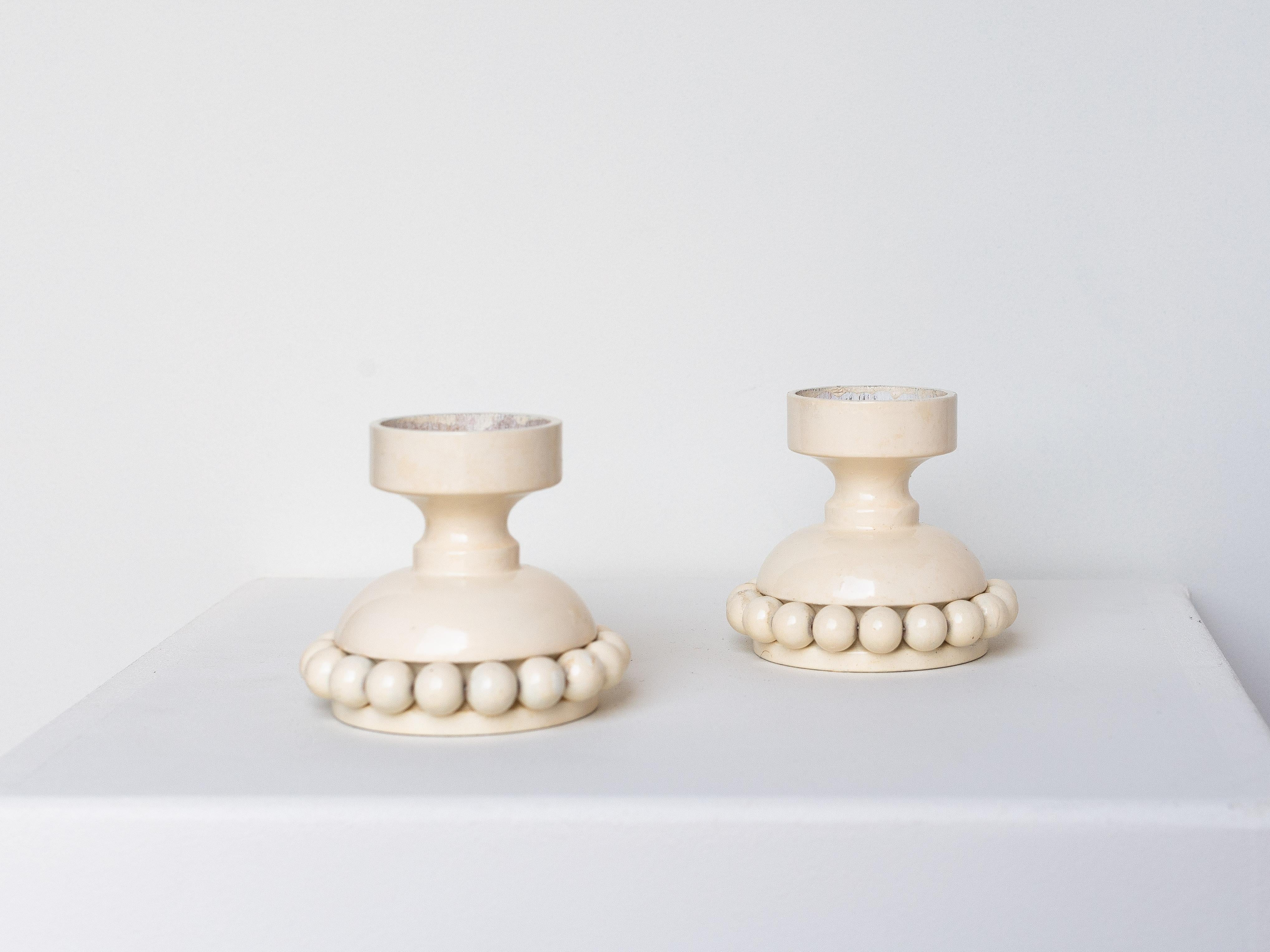 20th Century Pair of Wooden Candle Holders by Kaija Aarikka for Aarikka, Finland 1960s For Sale