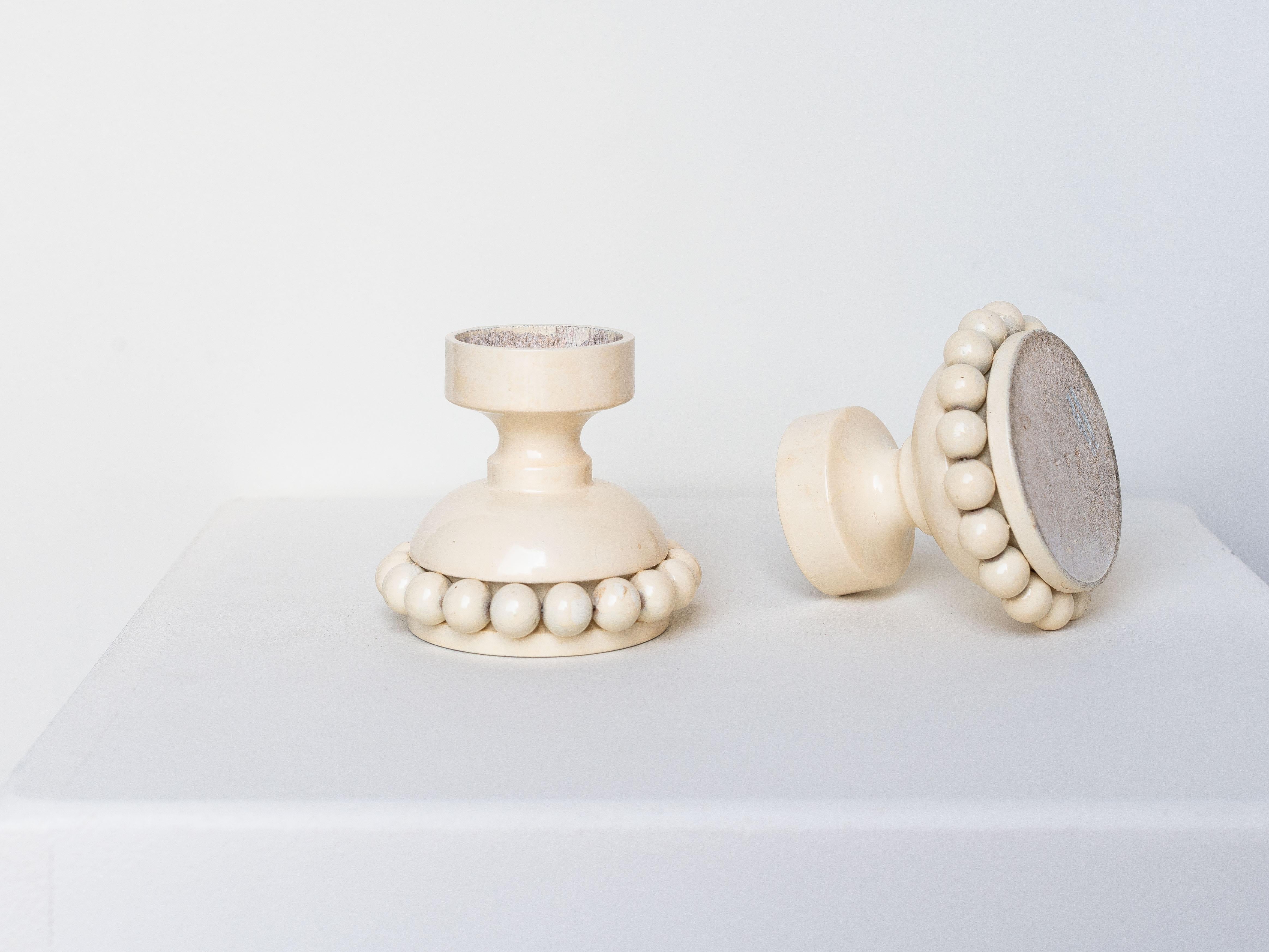 Pair of Wooden Candle Holders by Kaija Aarikka for Aarikka, Finland 1960s For Sale 1