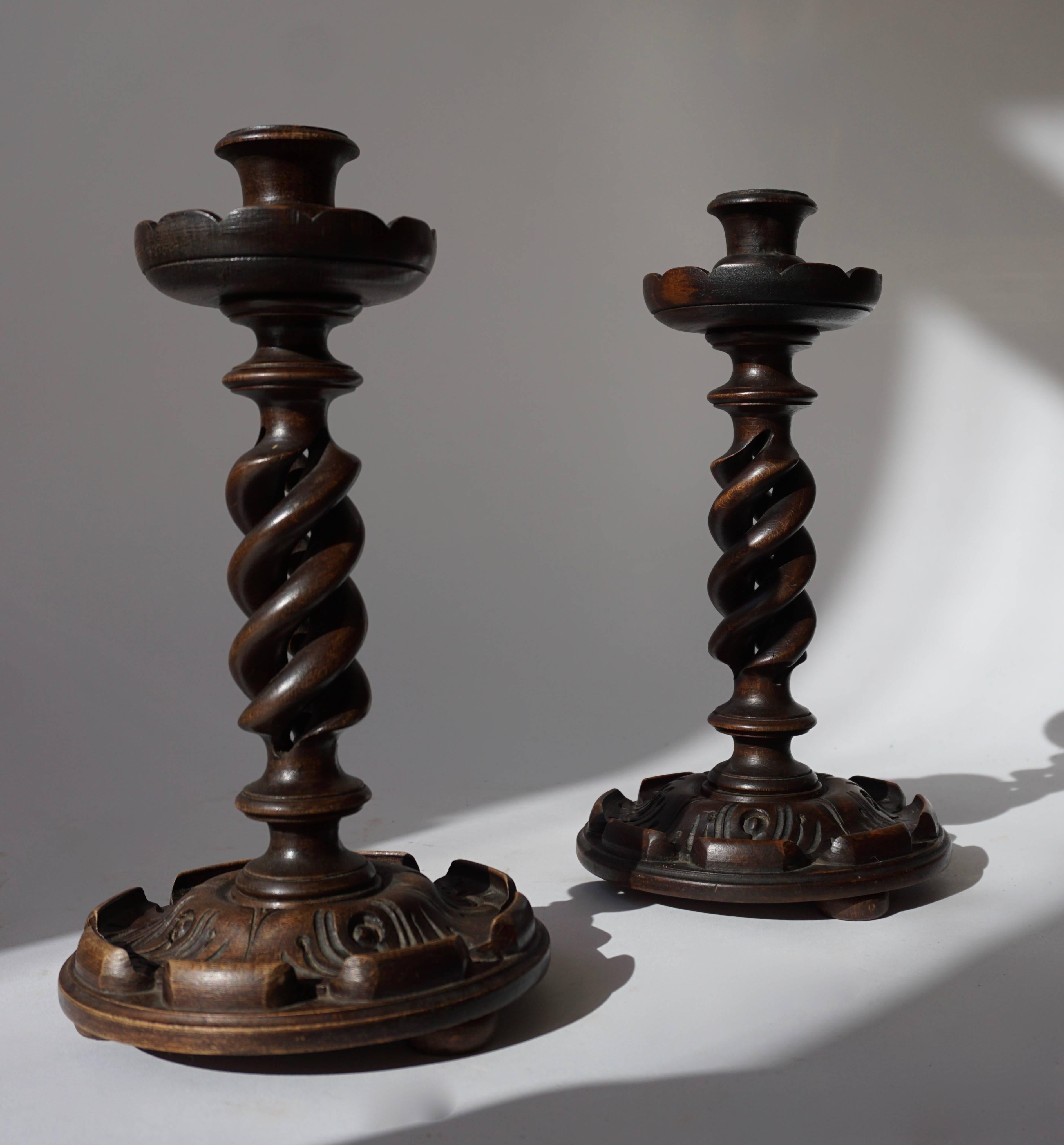 Hollywood Regency Pair of Wooden Candlesticks