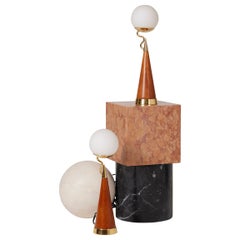 Pair of wooden Castelleone lamps