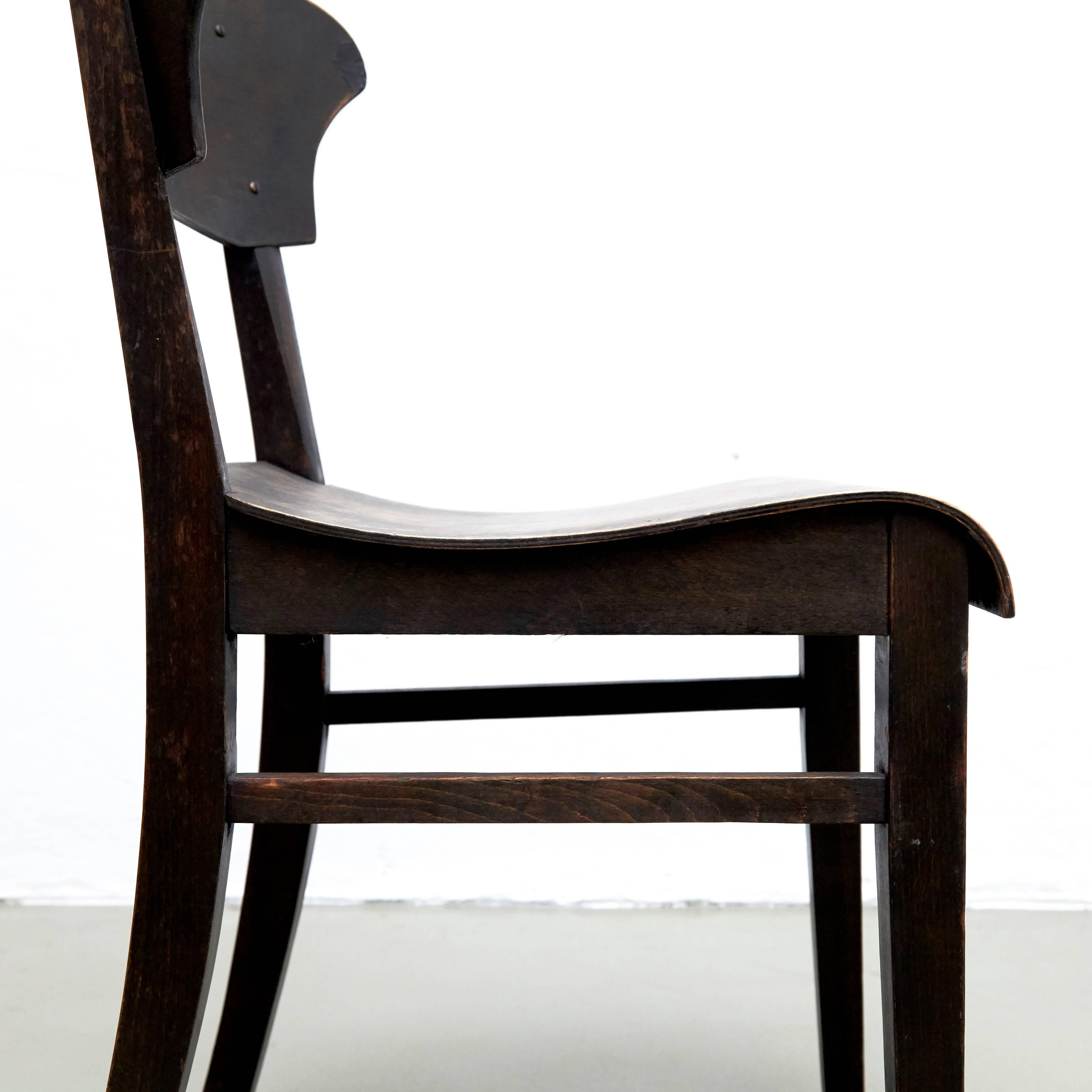 Beech Pair of Wooden Chairs in Style of Rockhausen, circa 1925