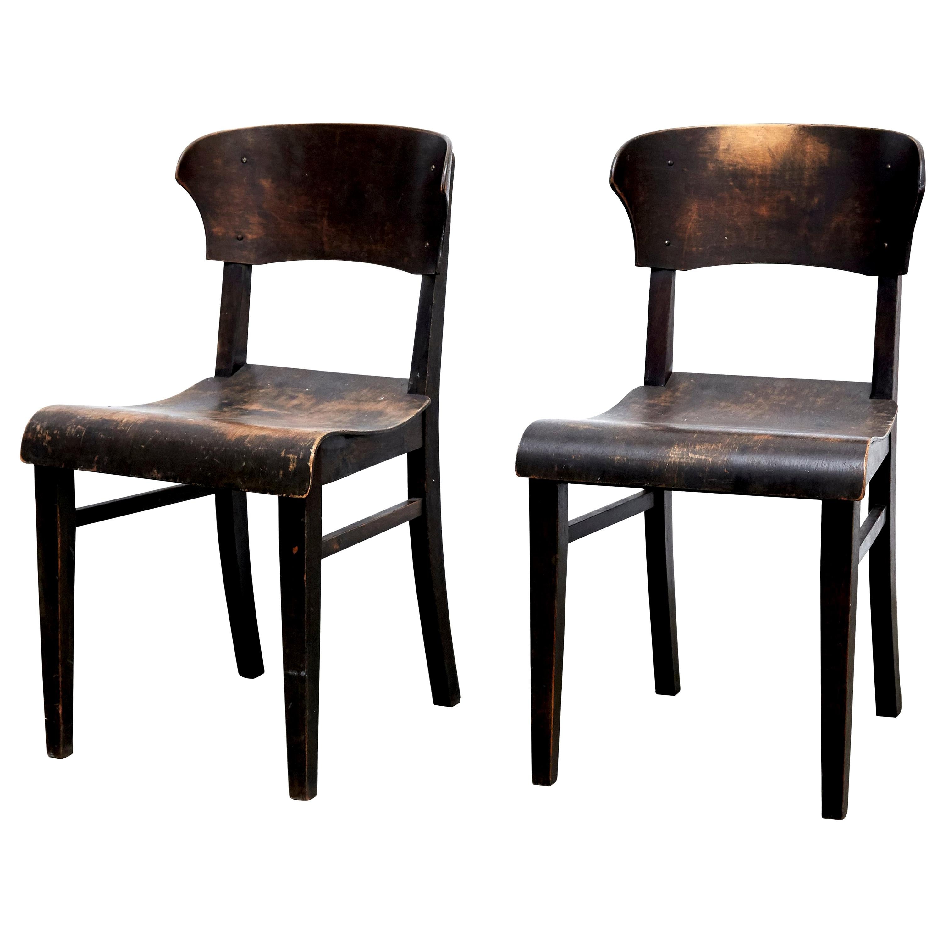 Pair of Wooden Chairs in Style of Rockhausen, circa 1925