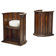 Pair of Wooden Chairs with Upholstered Cushions, Europe First half 20th Century