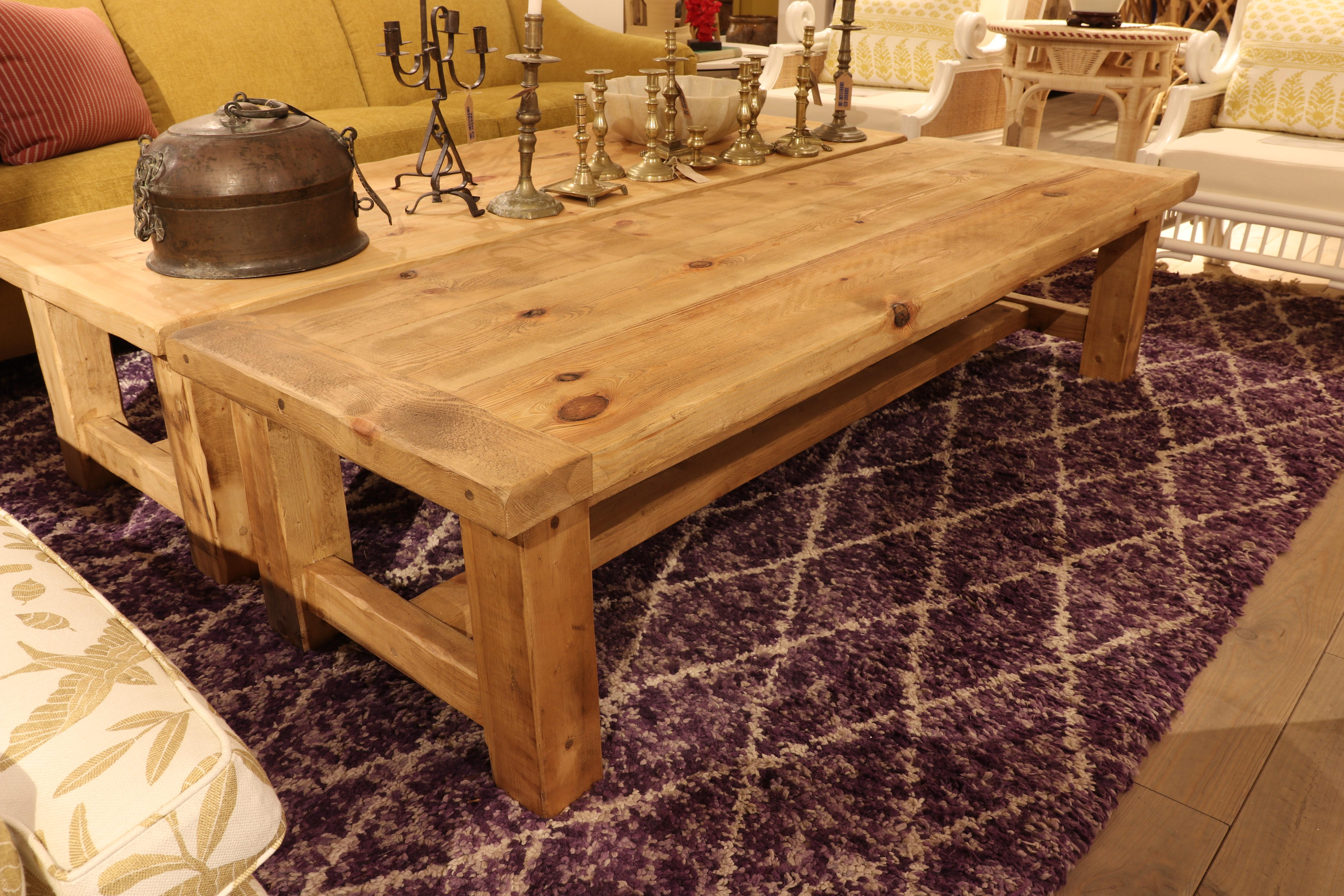 Spanish Pair of Wooden Coffee Tables in Natural Color For Sale