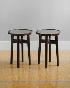 Paire de tables basses en bois avec plateau en verre de Mario Quarti, 1970