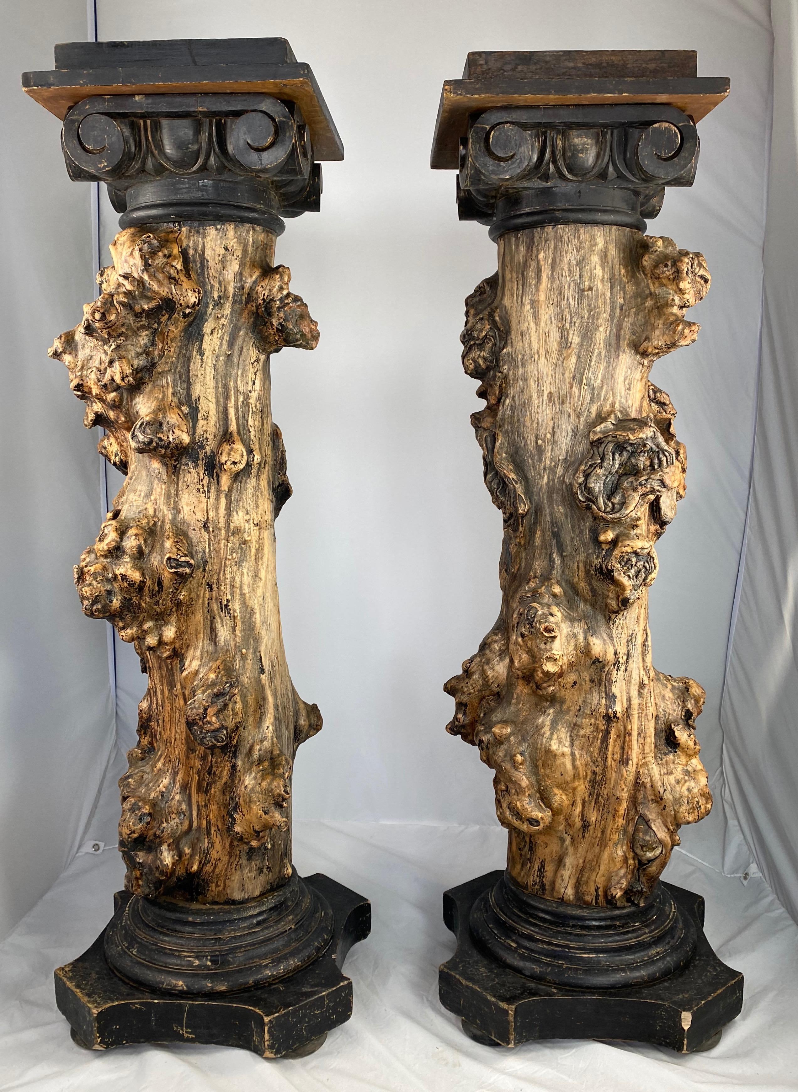 Pair of Wooden Columns, 19th C 2