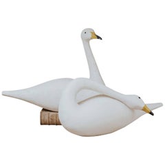 Pair of Wooden Decoy Swans