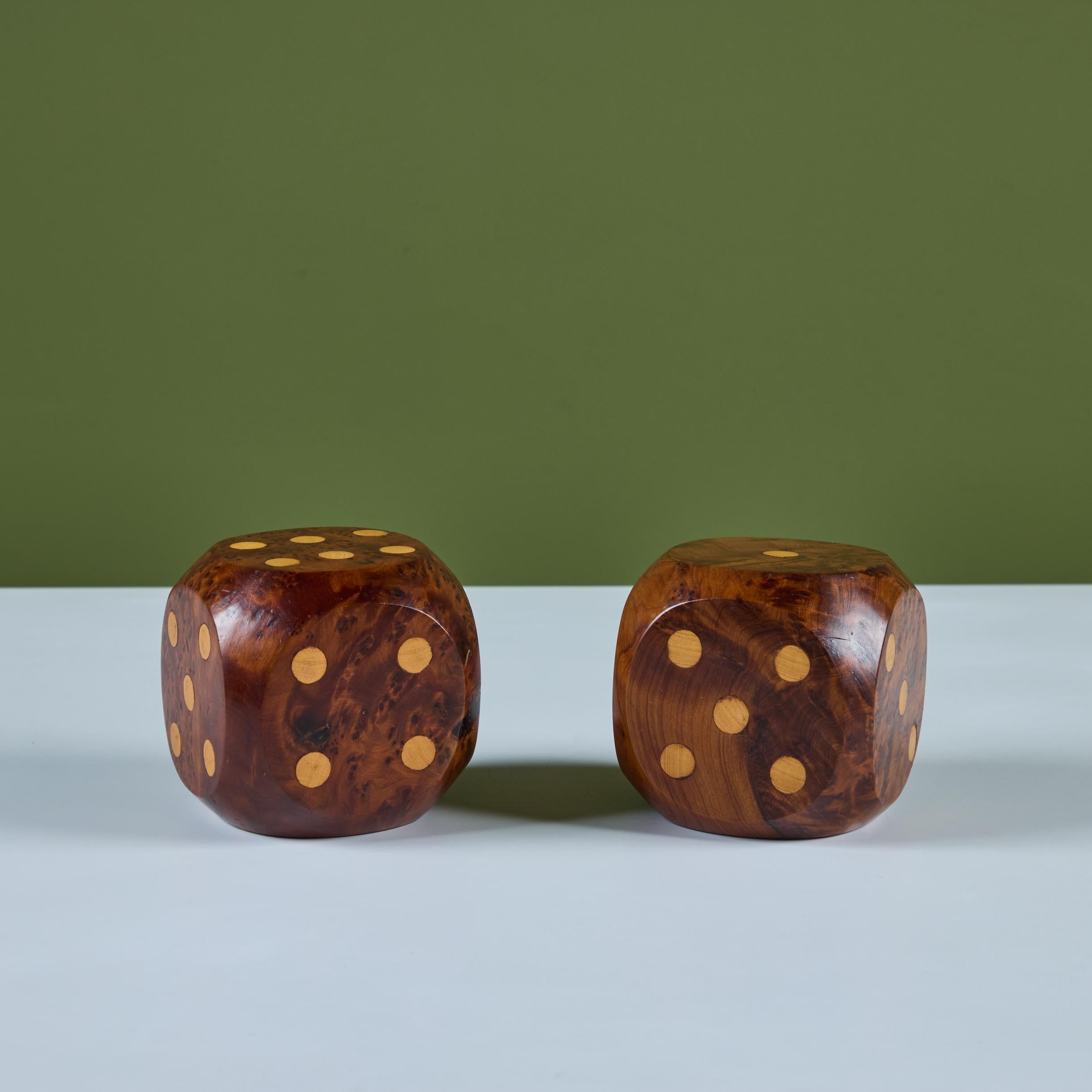 Pair of Wooden Dice In Excellent Condition For Sale In Los Angeles, CA