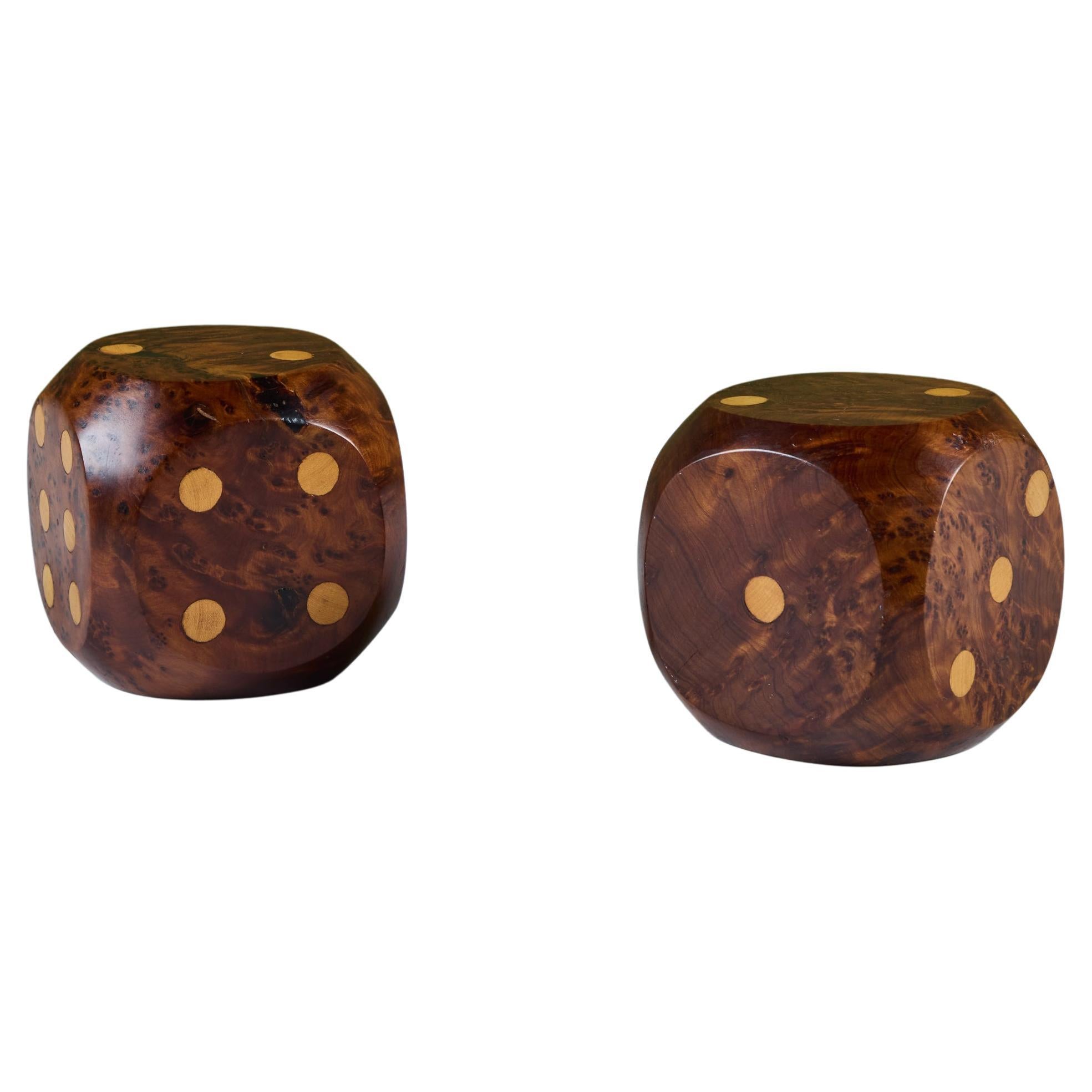 Pair of Wooden Dice For Sale