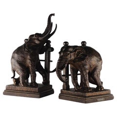 Pair of Wooden Elephant Figure Bookends by Ary Bitter