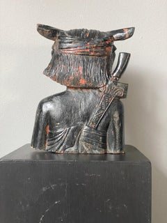 Pair of Wooden Female Black Sculptures