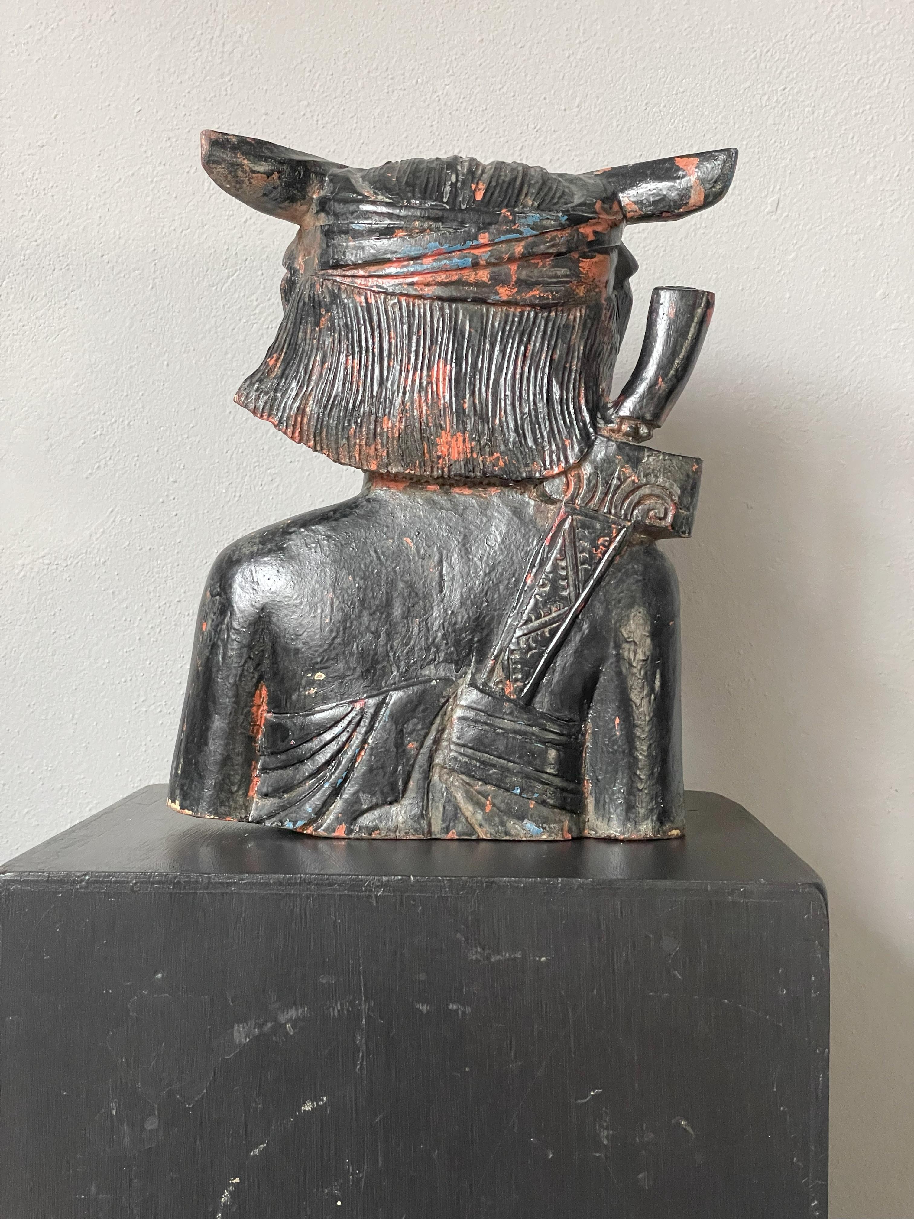 Pair of Wooden Female Black Sculptures For Sale 2