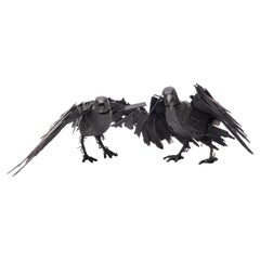 Pair of Wooden Folk Art Crows