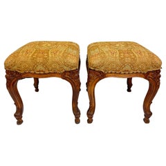 Pair of Wooden Footstools or Ottomans