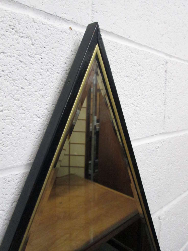 Mid-Century Modern Pair of Wooden Framed Diamond Mirrors For Sale