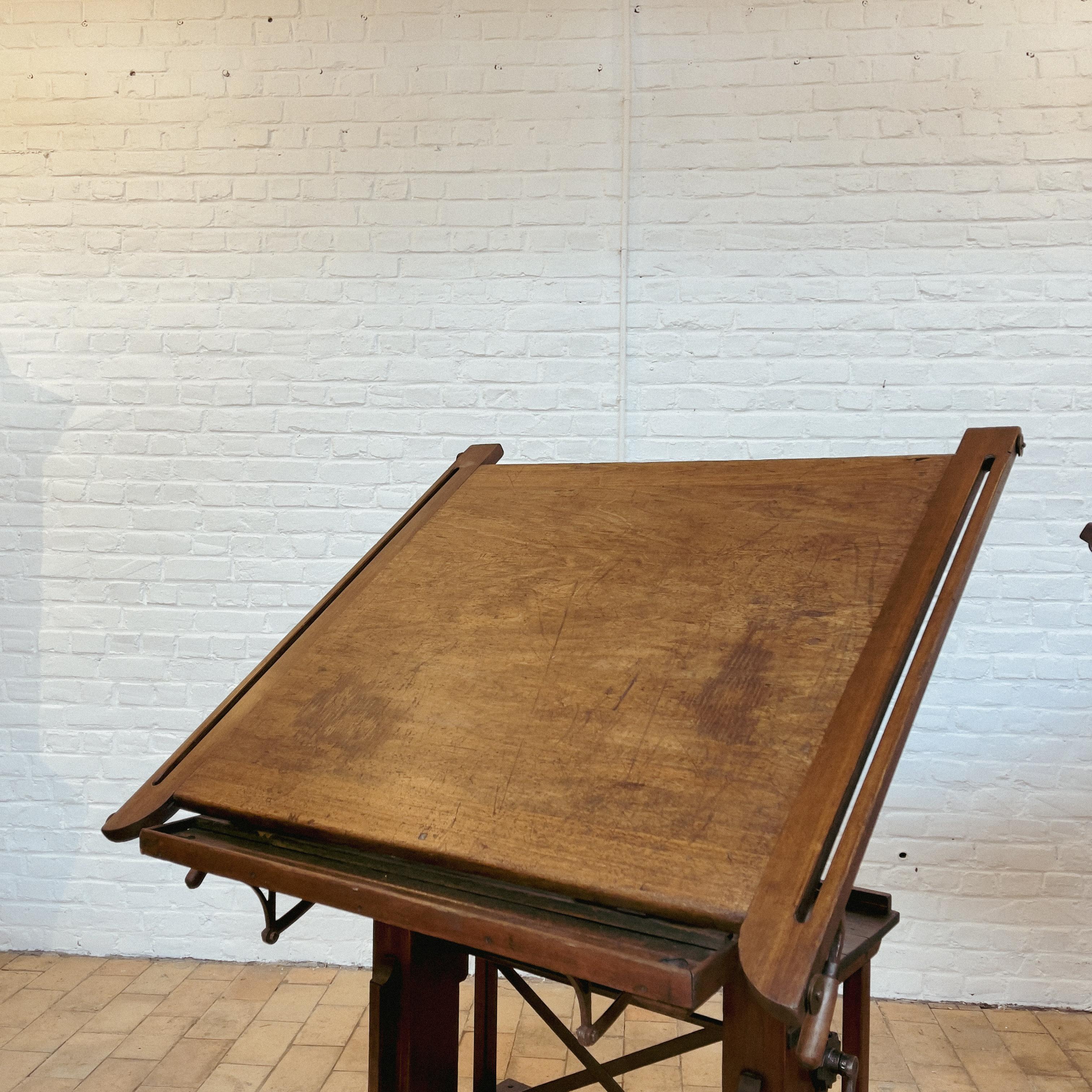 Other Pair of Wooden French Drafting Table, circa 1900