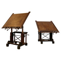 Pair of Wooden French Drafting Table, circa 1900