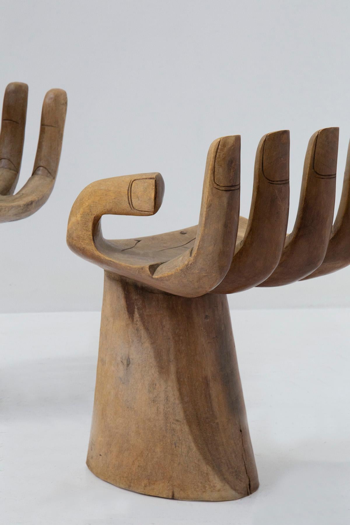 Pair of Wooden Hand-Chair in the Style of Pedro Friedeberg 4