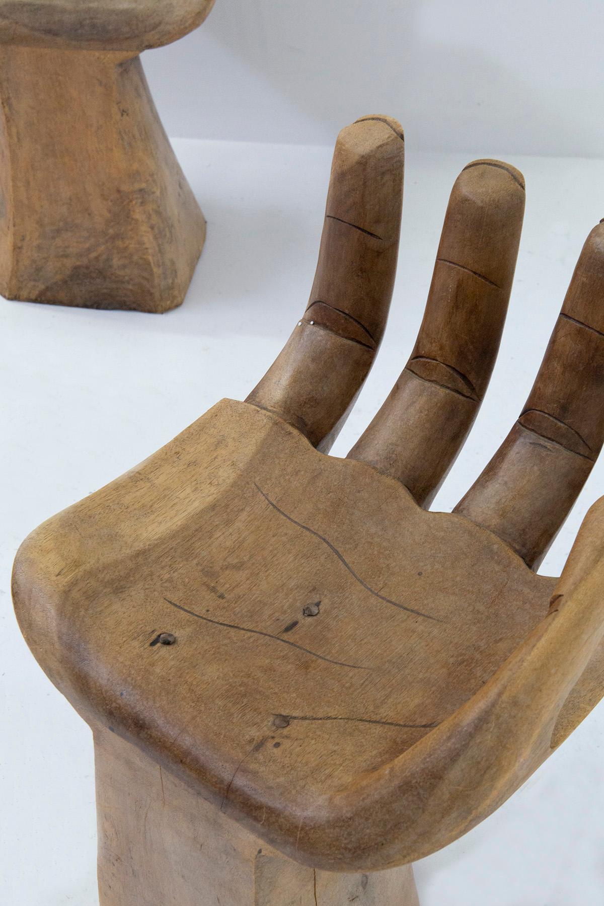Pair of Wooden Hand-Chair in the Style of Pedro Friedeberg 5