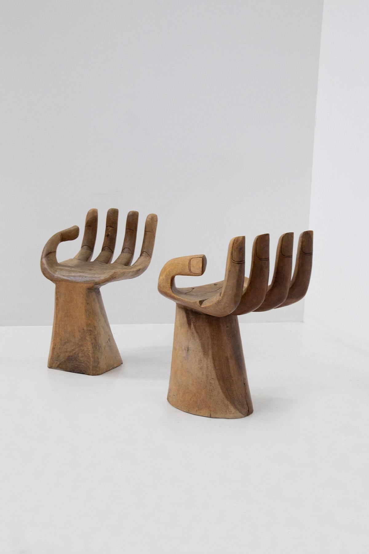 Pair of Wooden Hand-Chair in the Style of Pedro Friedeberg 6