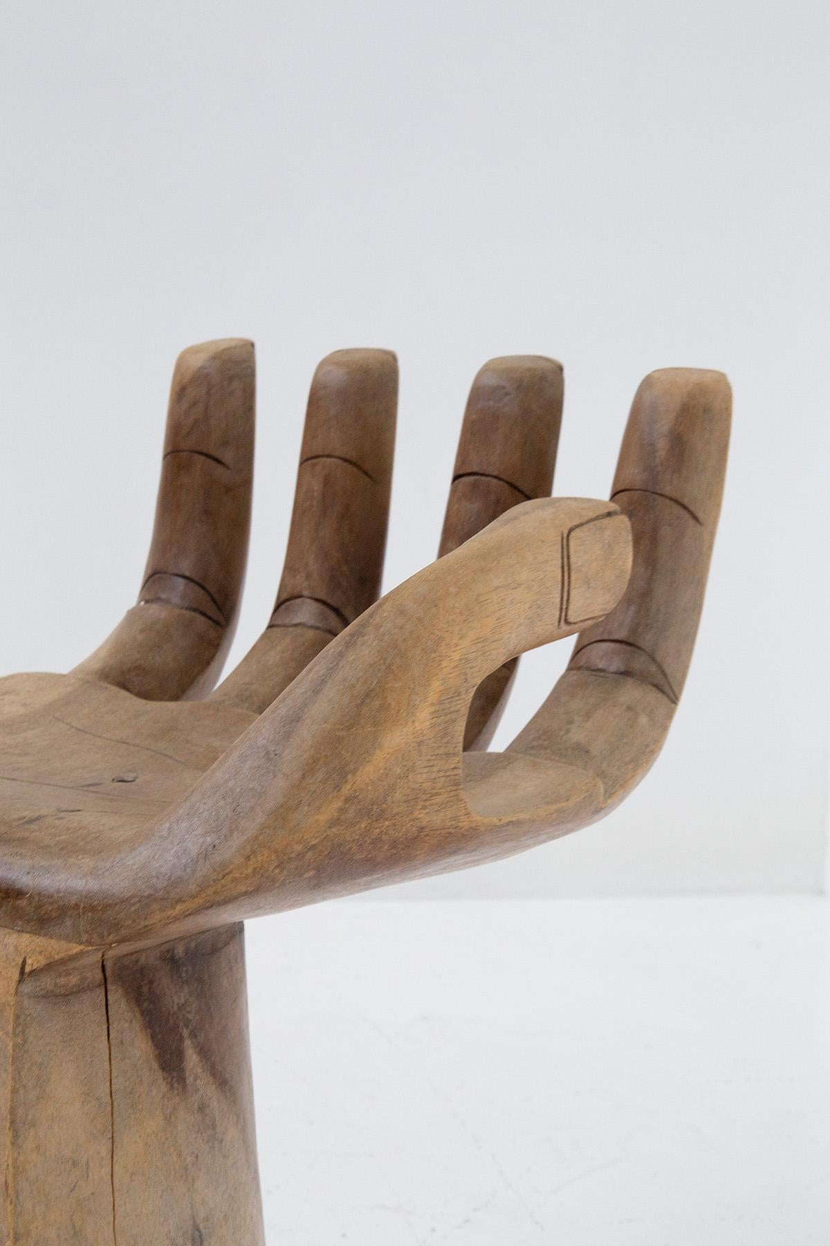 Italian Pair of Wooden Hand-Chair in the Style of Pedro Friedeberg