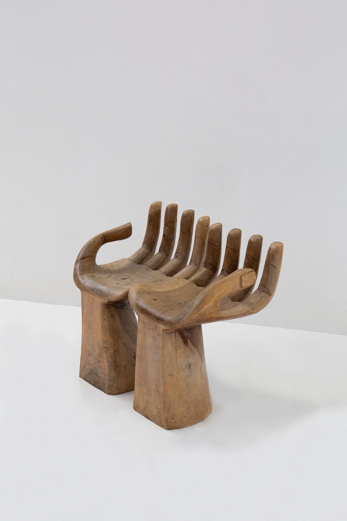 Late 20th Century Pair of Wooden Hand-Chair in the Style of Pedro Friedeberg