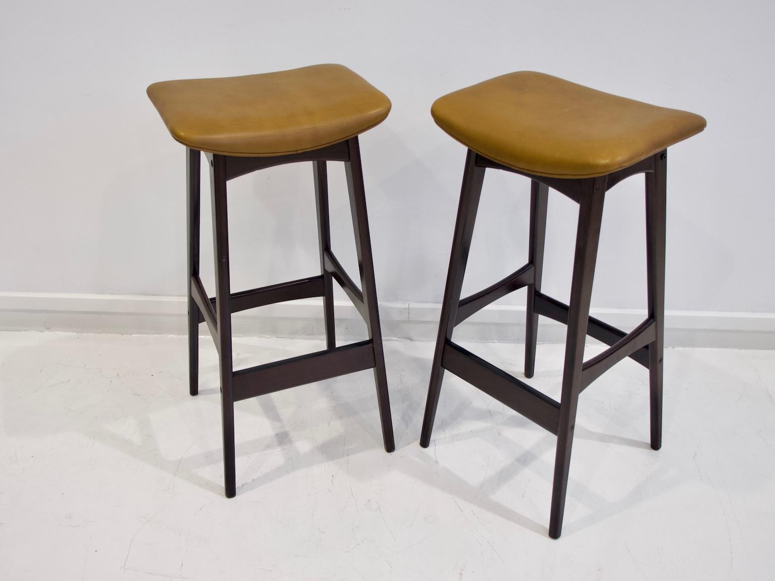 Pair of Wooden High Stools Attributed to Johannes Andersen 4