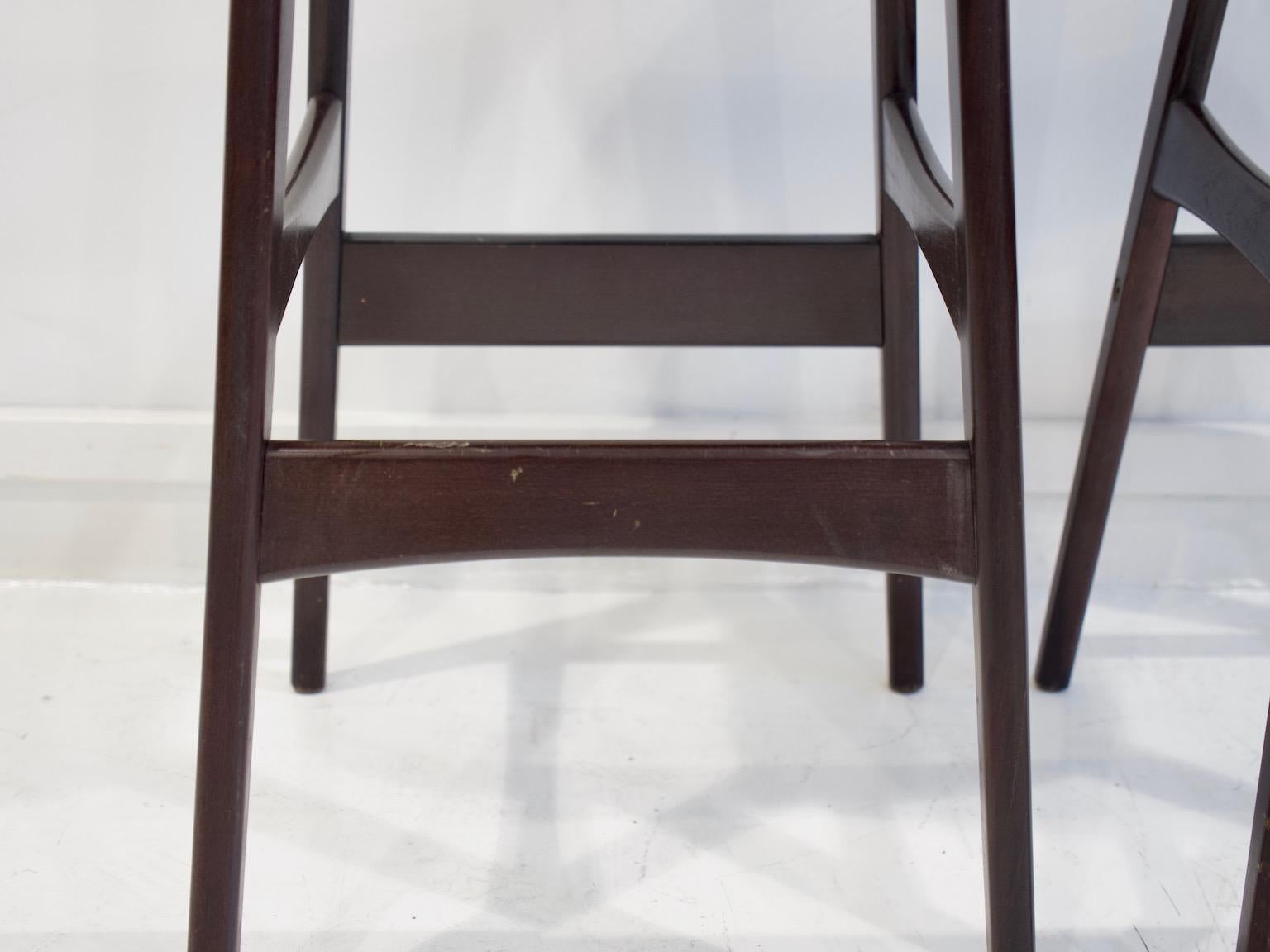 Pair of Wooden High Stools Attributed to Johannes Andersen 2