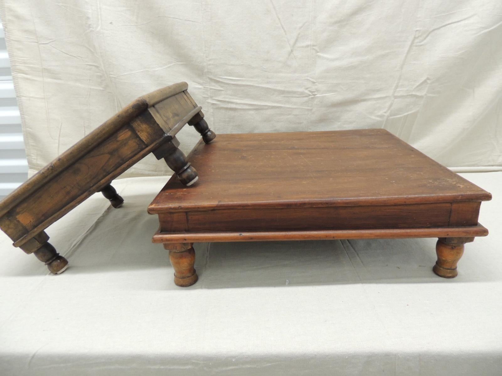 Hand-Crafted Pair of Wooden Indian Low Tables