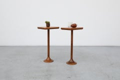 Pair of Wooden Italian Pedestal Side Tables with Tulip Bases