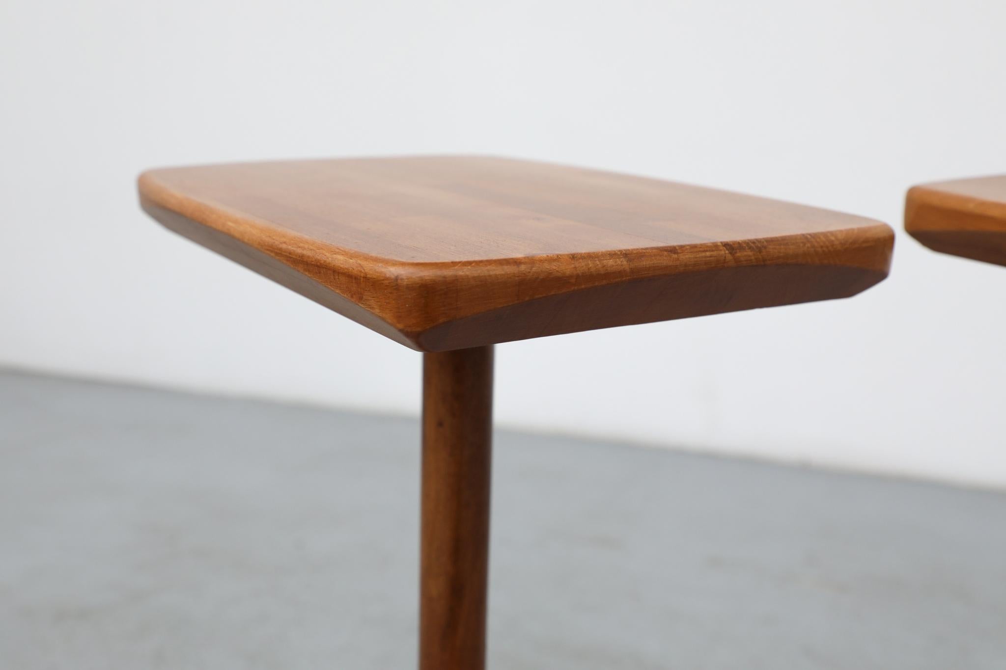 Pair of Wooden Italian Pedestal Side Tables with Tulip Bases For Sale 2