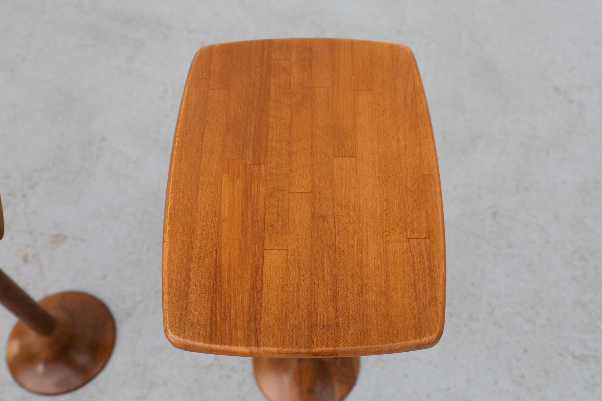 Pair of Wooden Italian Pedestal Side Tables with Tulip Bases For Sale 3