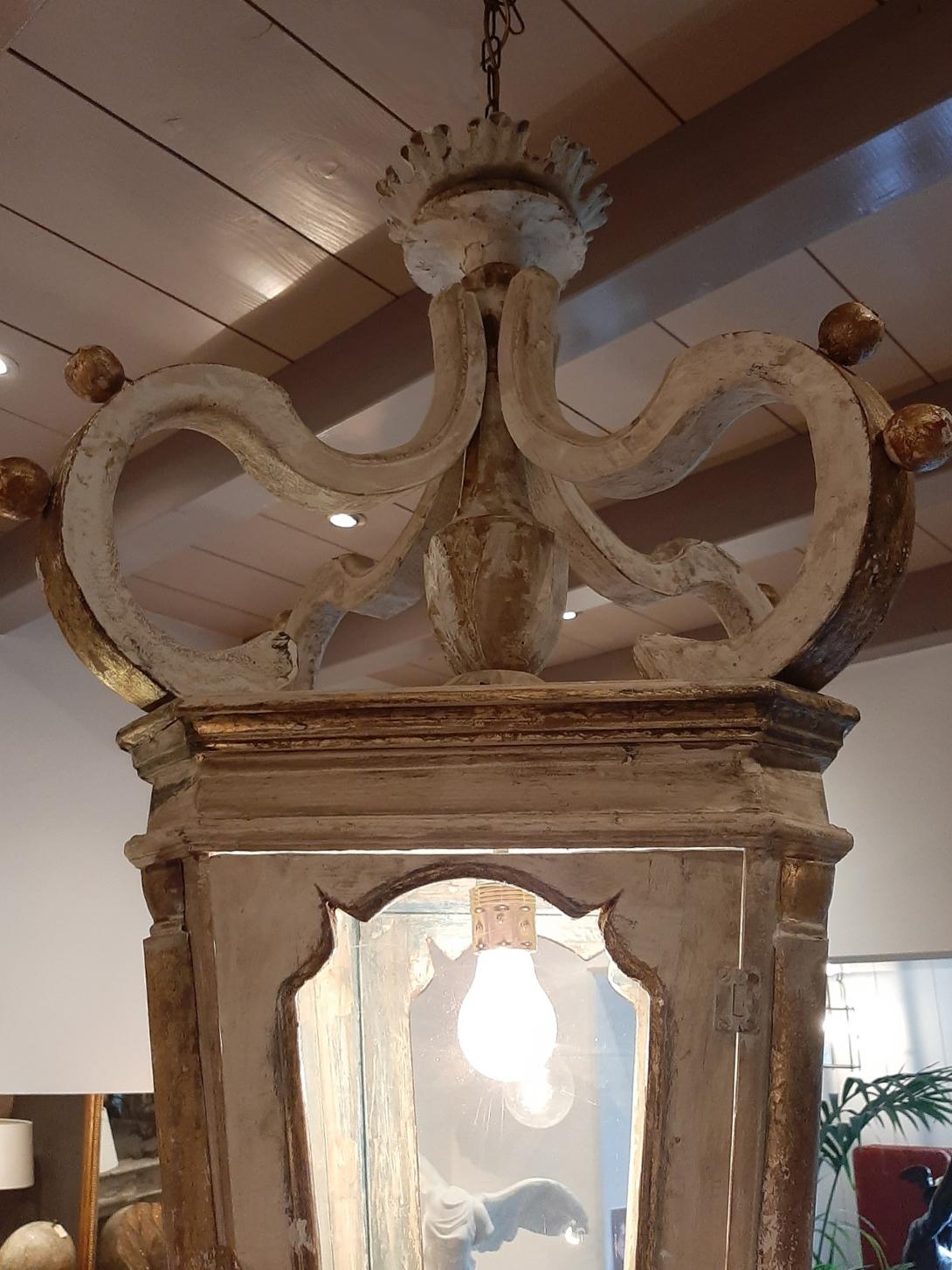 Baroque Pair of Wooden Lanterns Made from 18th Century Fragments