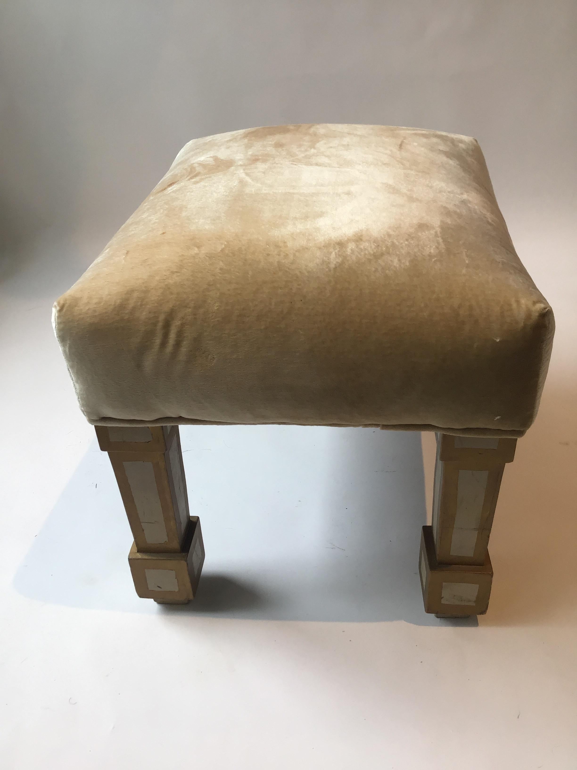 Pair of Wooden Leg Ottomans For Sale 2