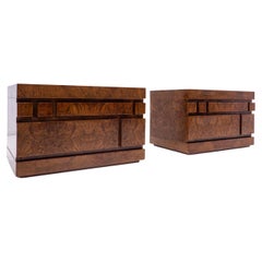 Pair of Wooden Luciano Frigerio Nightstands, Italy, 1970s