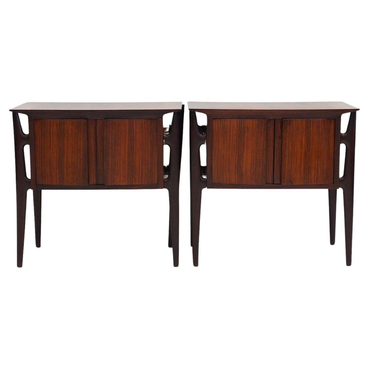 Pair of Wooden Mid-Century Italian Bedside Tables