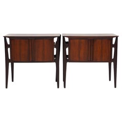 Vintage Pair of Wooden Mid-Century Italian Bedside Tables