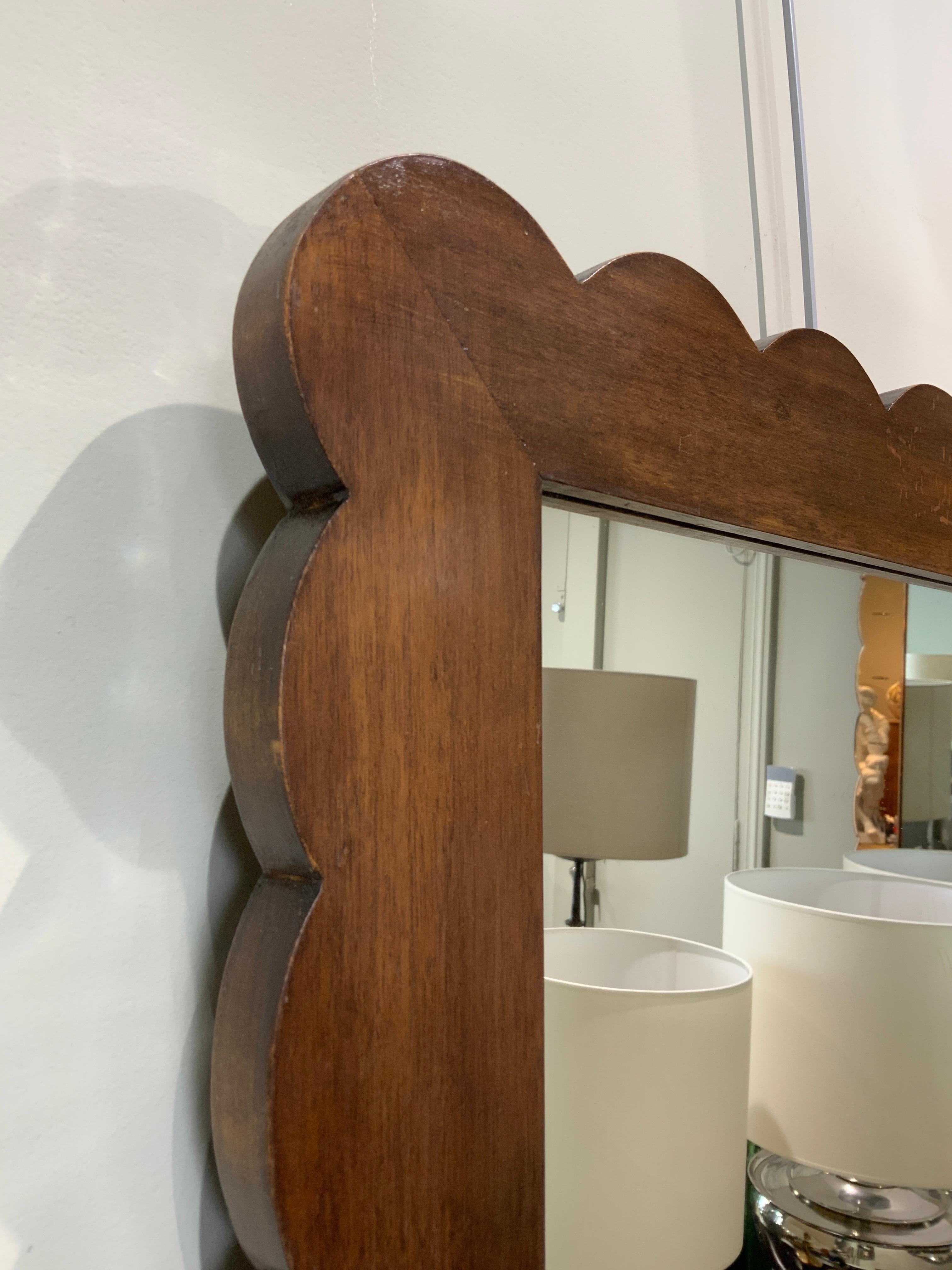Pair of wooden mirrors Paolo Buffa Italie 1950 In Good Condition For Sale In PARIS, FR