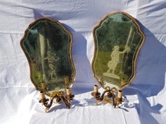 Pair of Wooden Mirrors with Murano Glass, Venice 18th Century, Venetian Rococò