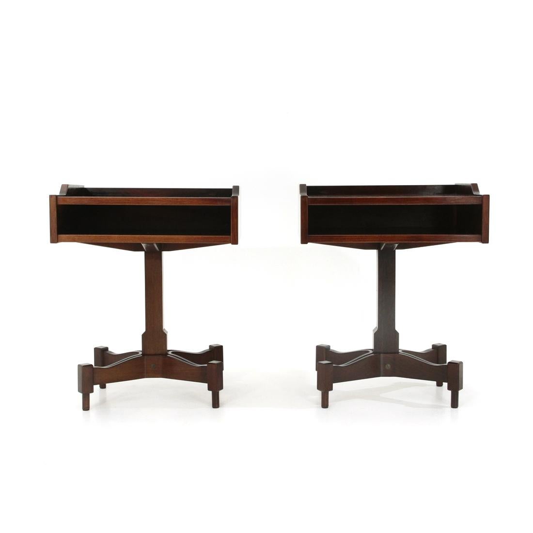 Italian Pair of wooden nightstands by Claudio Salocchi for Sormani, 1960s