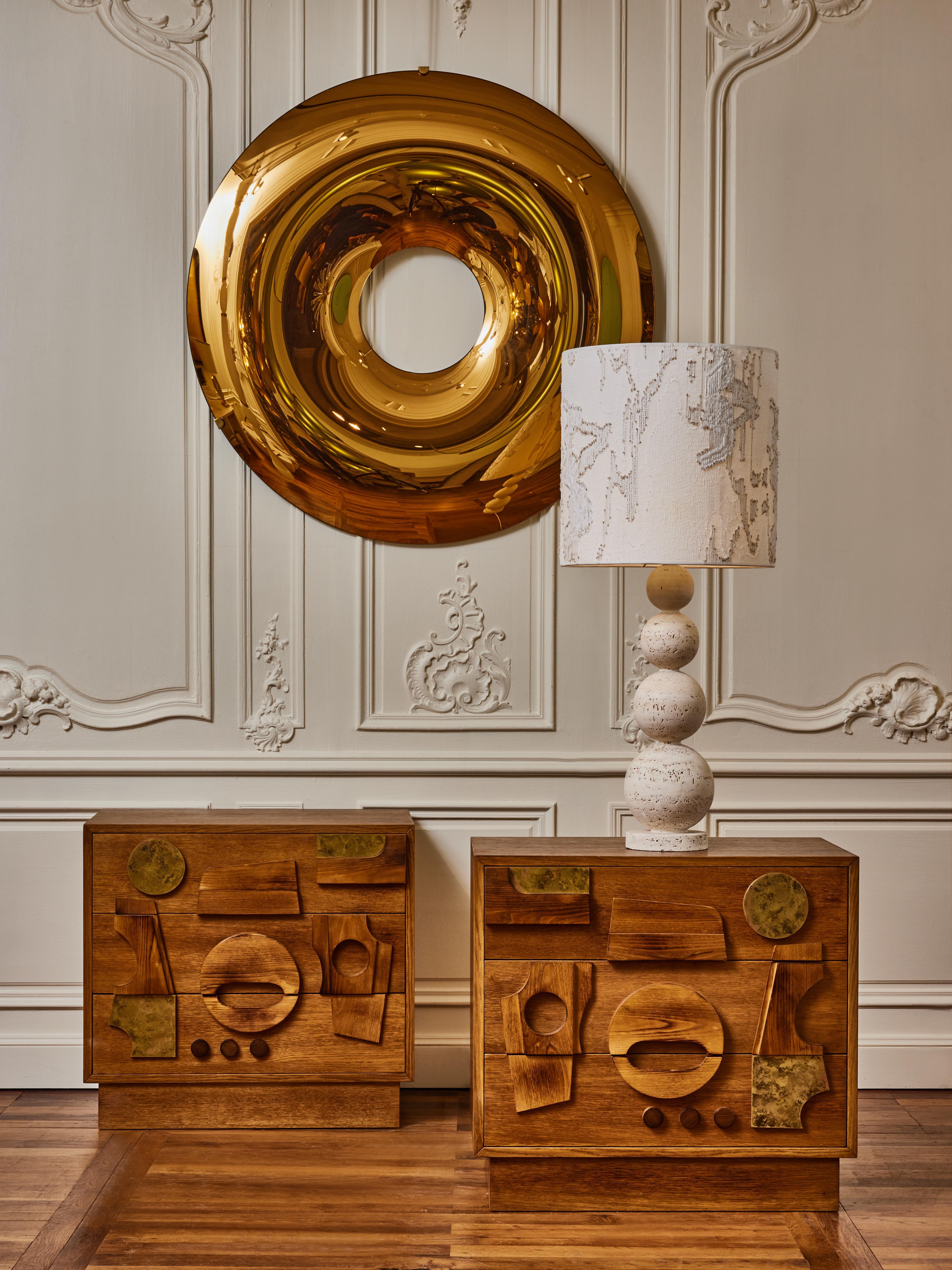 Mid-Century Modern Pair of Wooden Nightstands by Studio Glustin For Sale