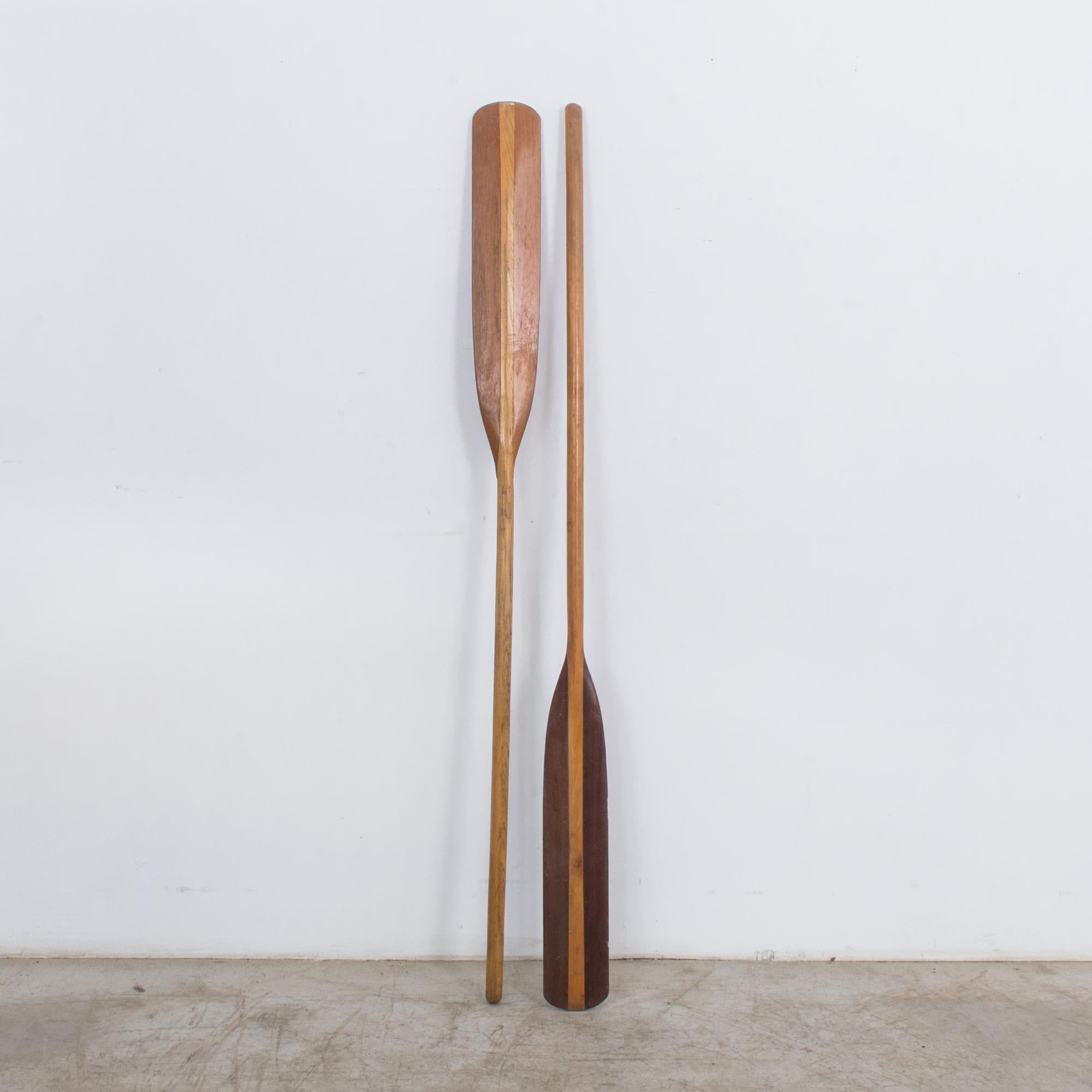 French Pair of Wooden Oars, 1960s