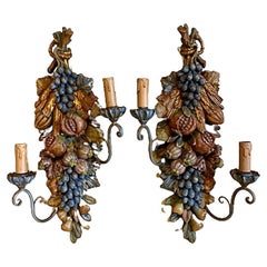 Pair of Wooden Sconces, Art Nouveau