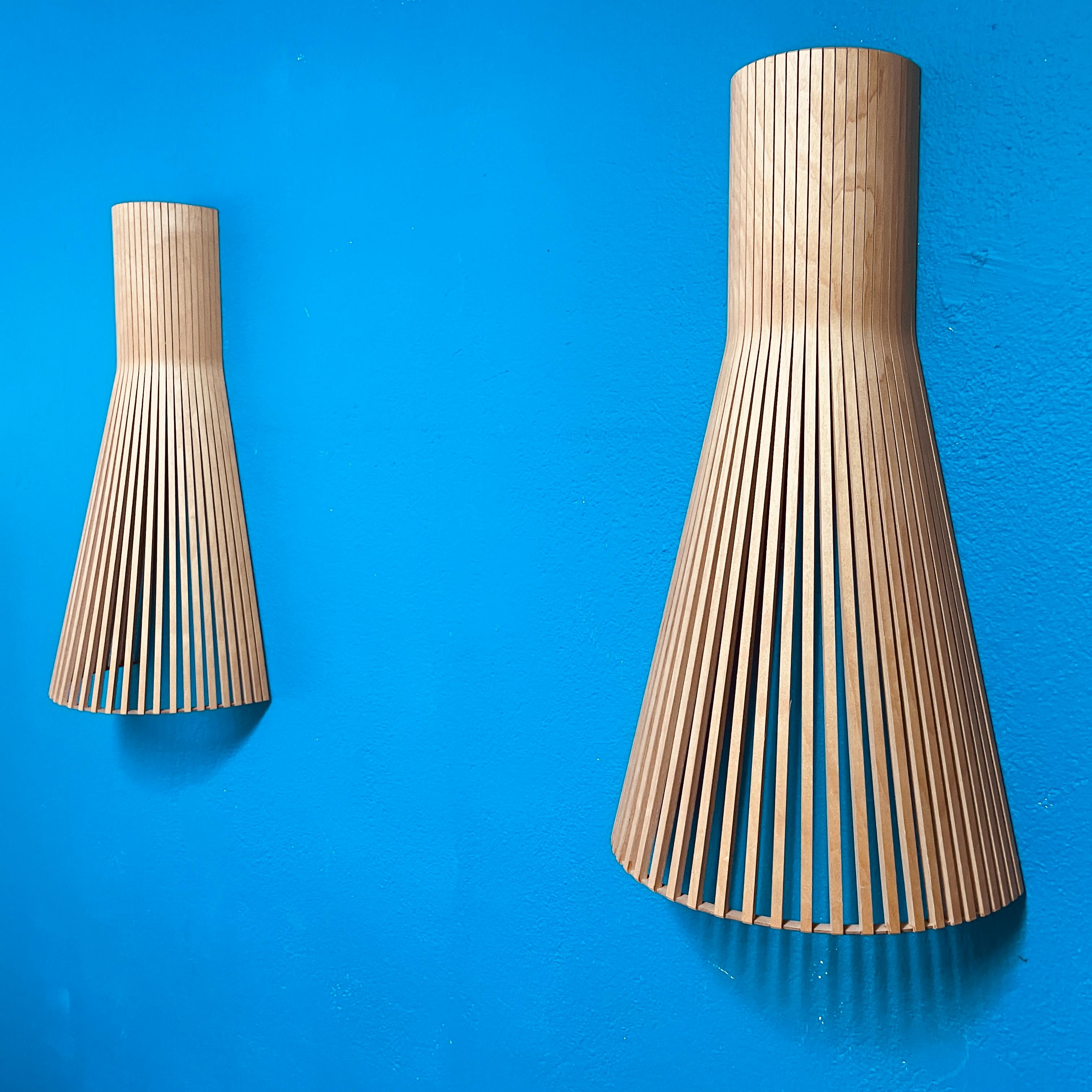 Scandinavian Modern Pair of Wooden Secto 4230 Wall Lamps by Secto Design Finland
