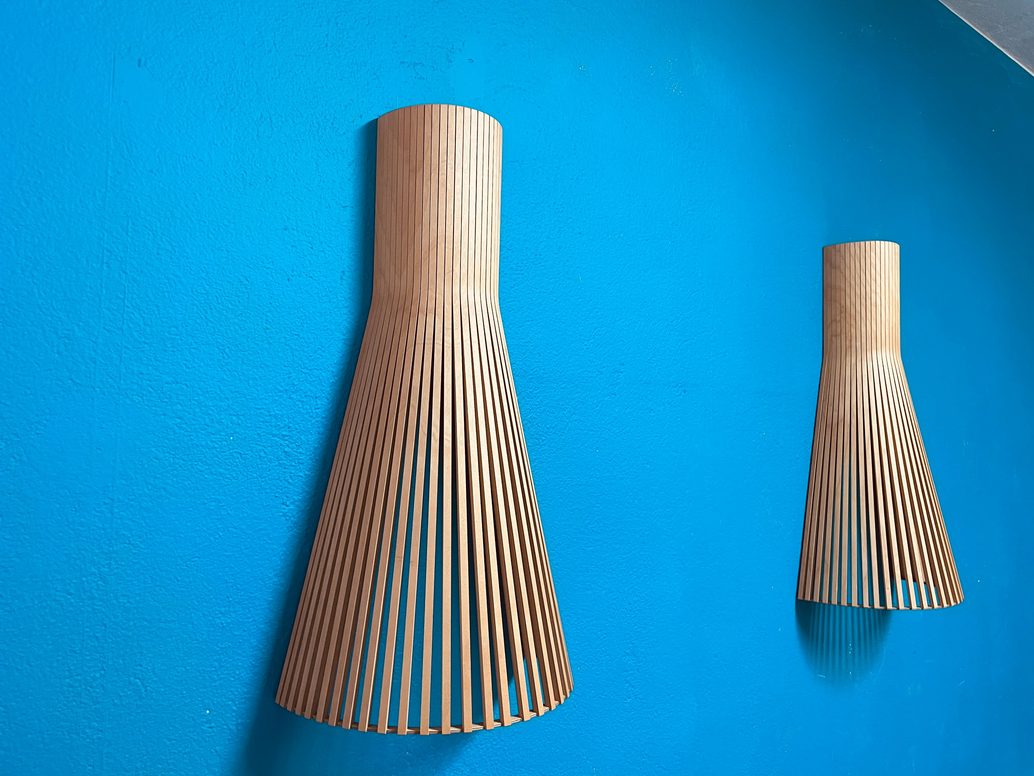 Contemporary Pair of Wooden Secto 4230 Wall Lamps by Secto Design Finland
