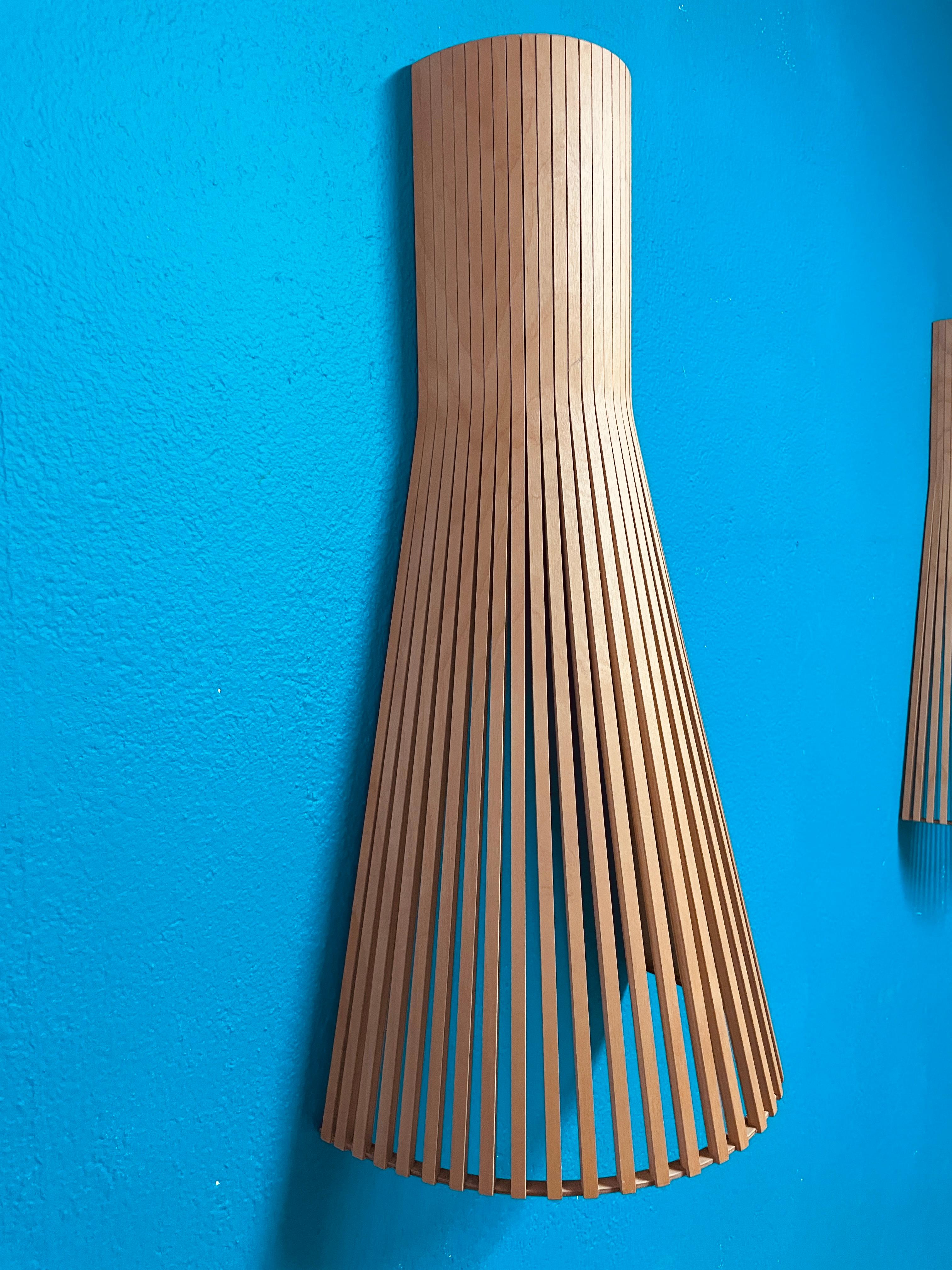 Birch Pair of Wooden Secto 4230 Wall Lamps by Secto Design Finland