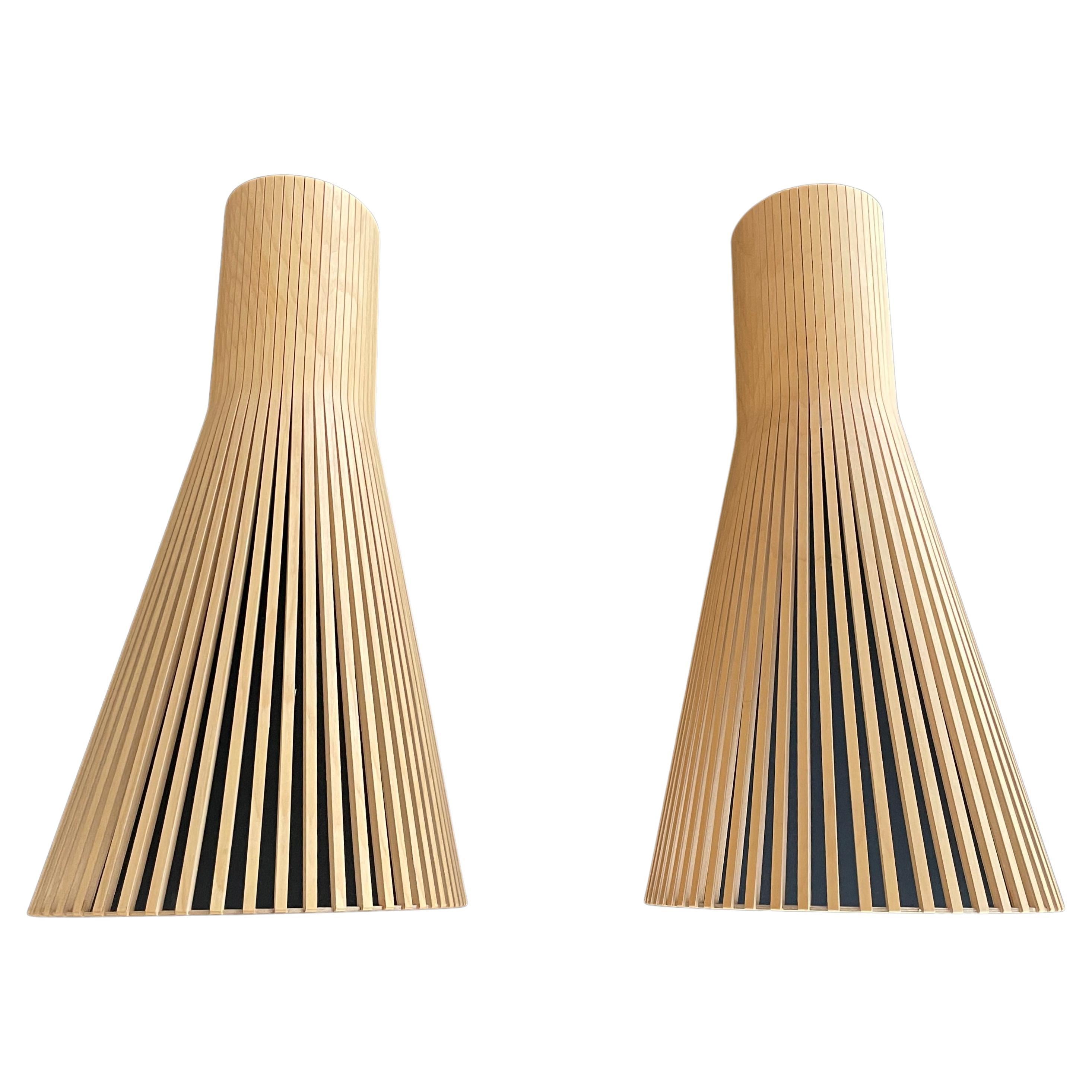 Pair of Wooden Secto 4230 Wall Lamps by Secto Design Finland
