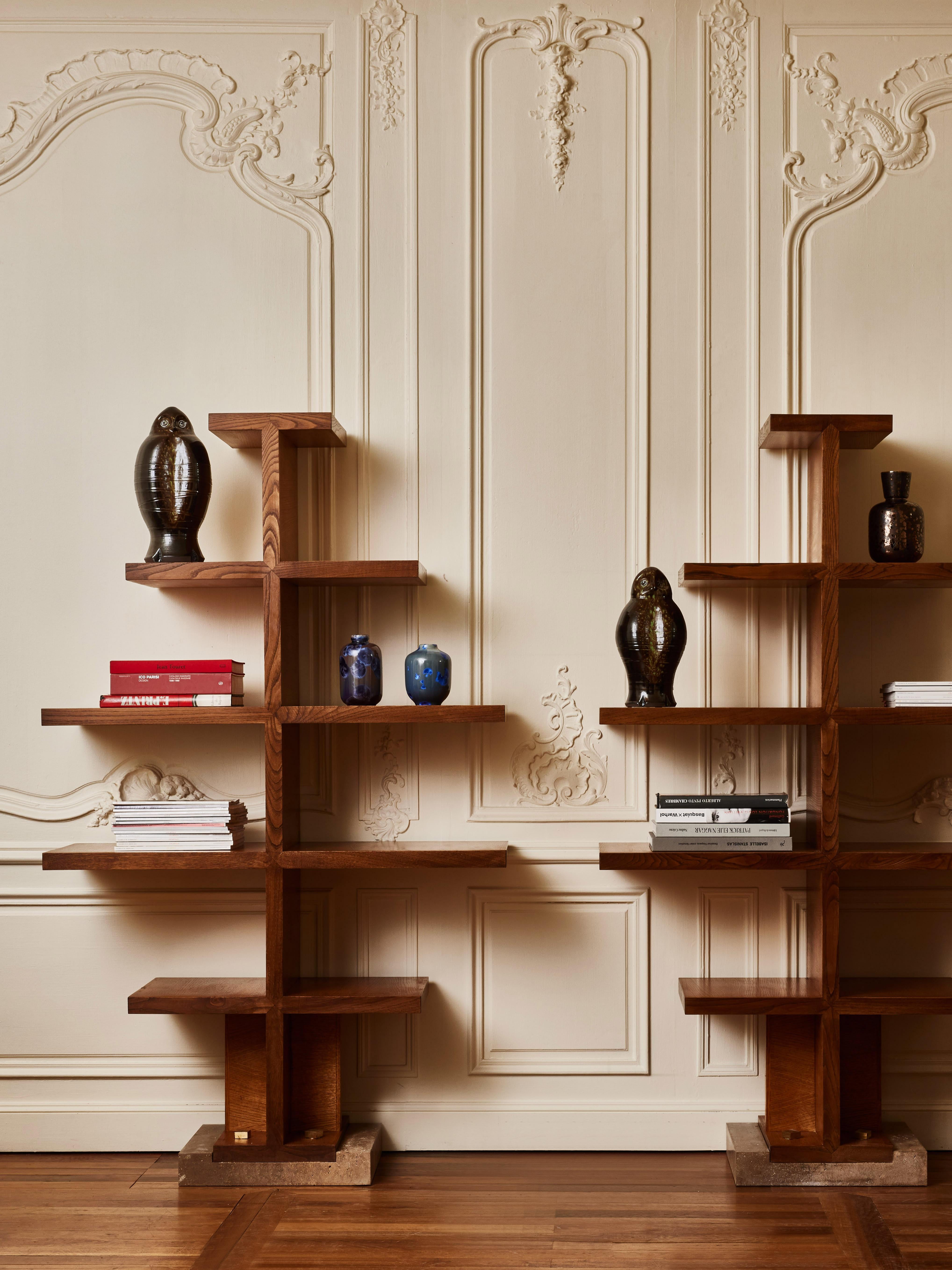 Mid-Century Modern Pair of wooden shelves by Studio Glustin For Sale