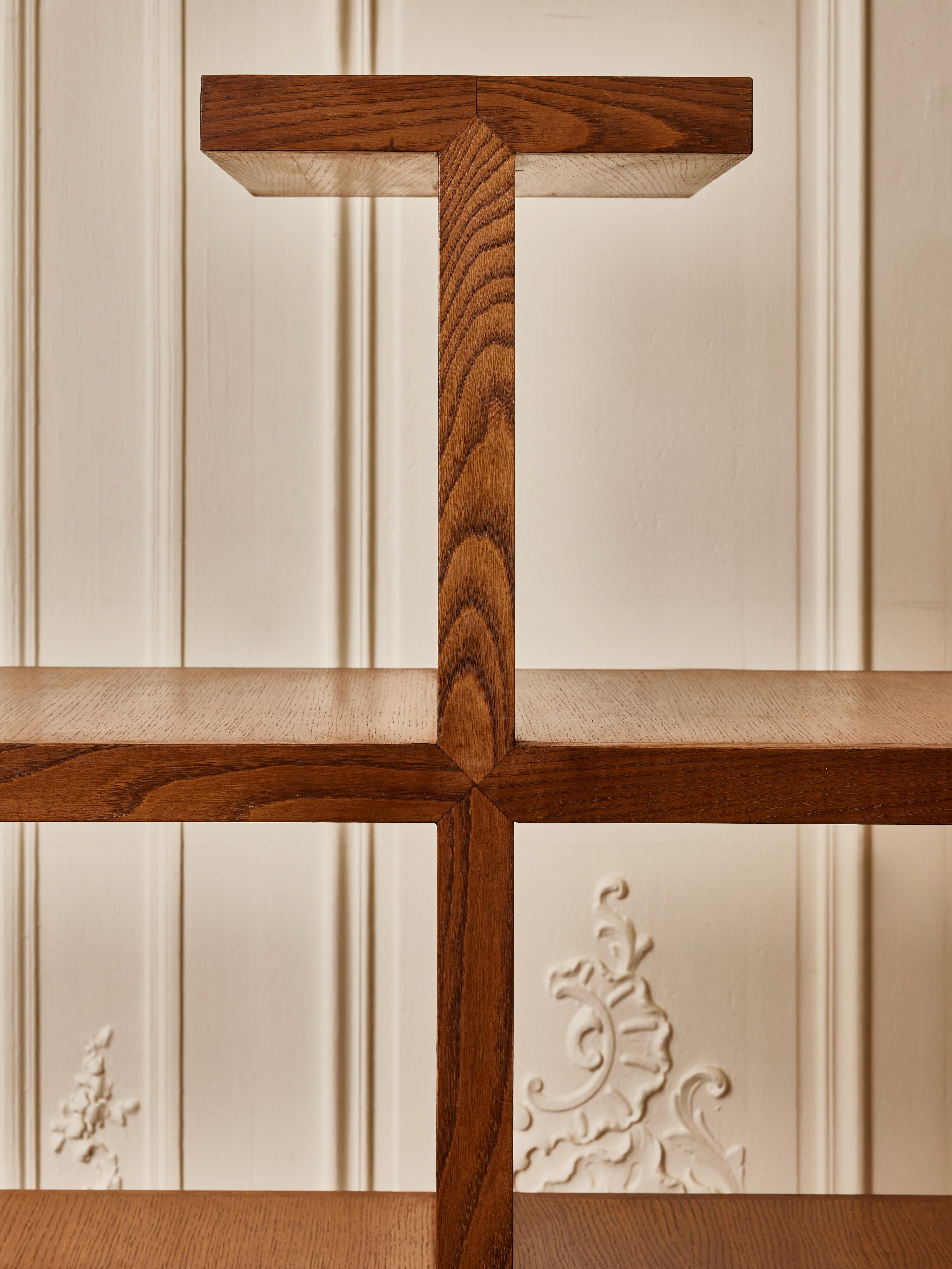 Stone Pair of wooden shelves by Studio Glustin For Sale
