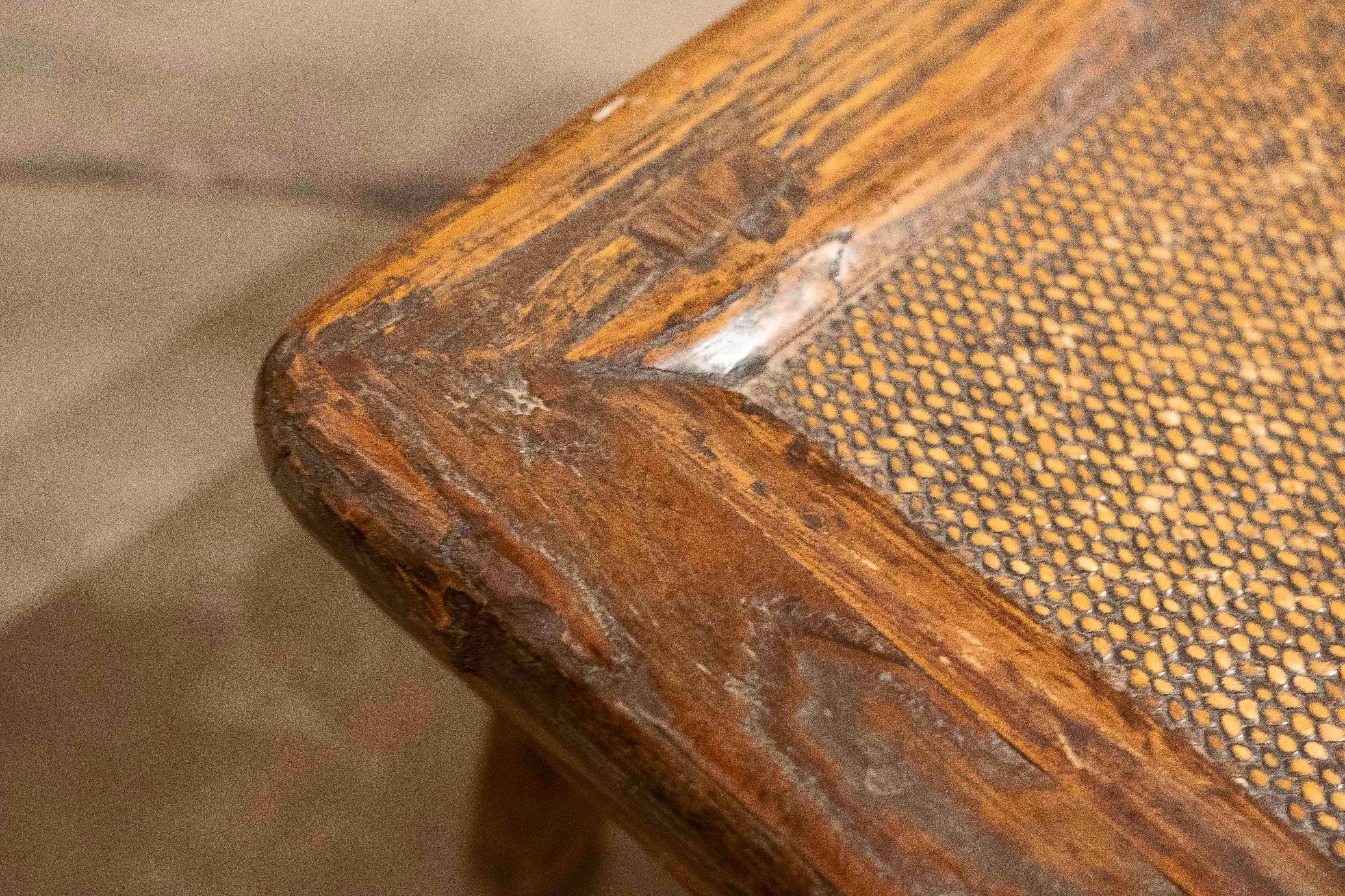 Pair of Wooden Side Tables with Raffia Tops 4